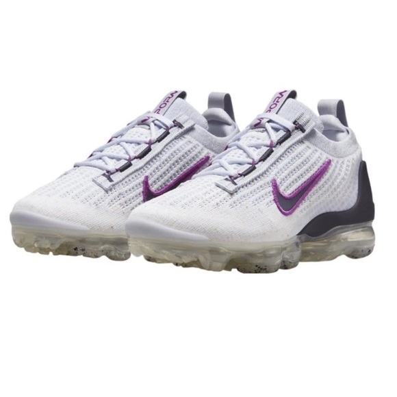 Nike Air VaporMax FK -White Football Grey Hot Fuchsia Dark Raisin - 5.5Y /W 7 - Picture 2 of 10